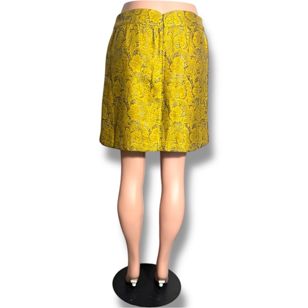 Banana Republic Yellow/Gold Brocade Patterned High Waist Bubble Mini Skirt - Picture 7 of 14